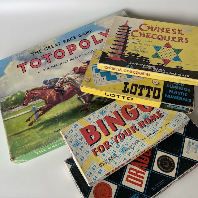 GAME, Boxed Board Games - Vintage Draughts, Checkers Totopoly, Lotto, Bingo